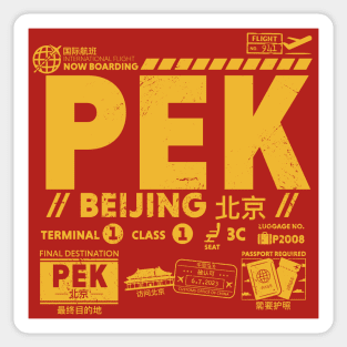 Vintage Beijing PEK Airport Code Travel Day Retro Travel Tag China Sticker